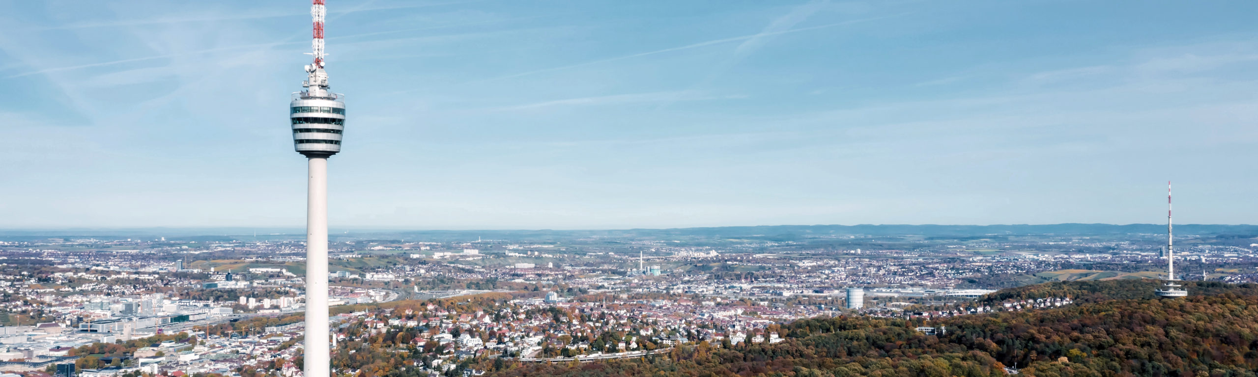 Stuttgart tv tower skyline aerial photo view town architecture travel copyspace copy space traveling